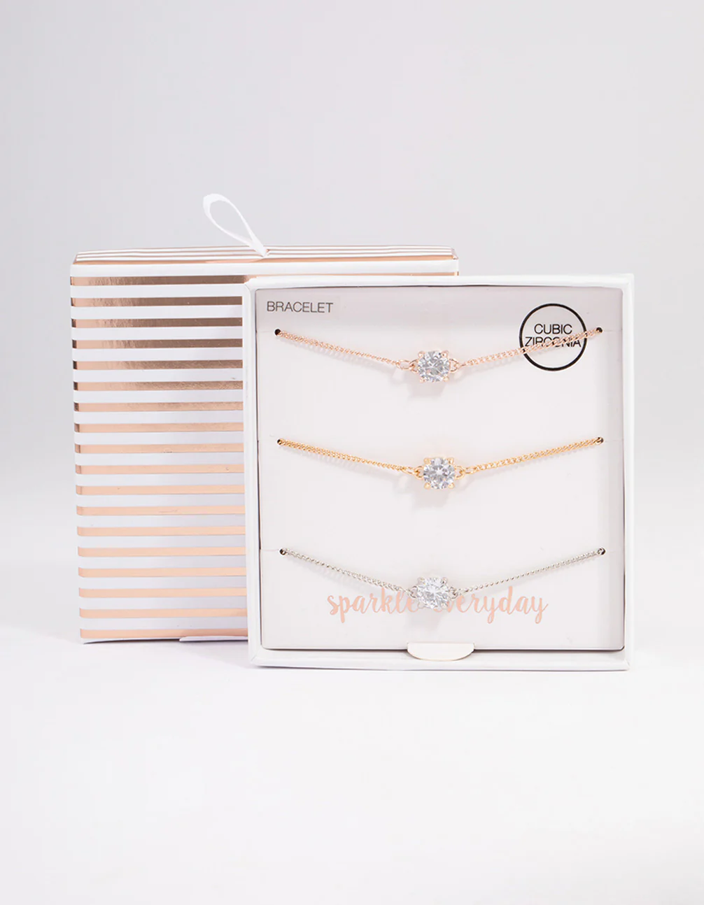 Mixed Metal Cubic Zirconia Bracelet Set - Image 3
