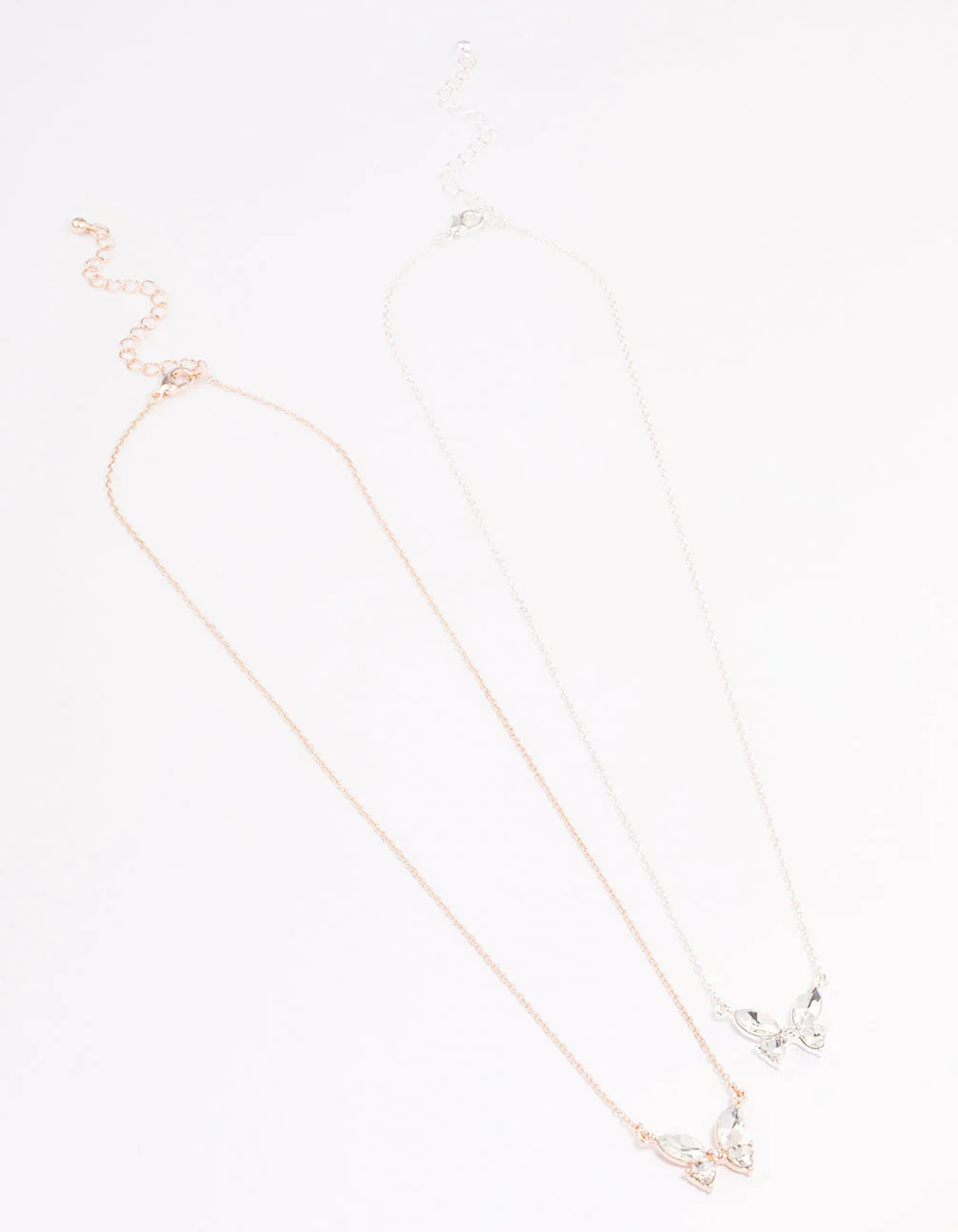 Mixed Metal Diamante Butterfly Necklace Pack - Image 2