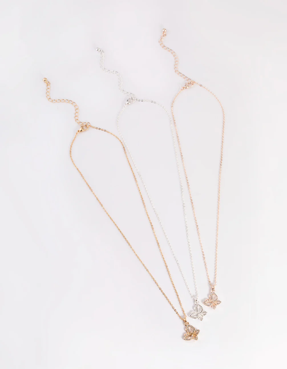 Mixed Metal Diamante Butterfly Necklace Pack - Image 4
