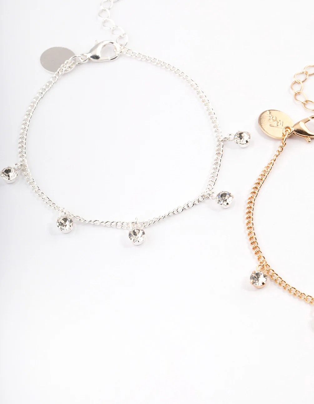 Mixed Metal Diamante Droplet Bracelet Pack - Image 3
