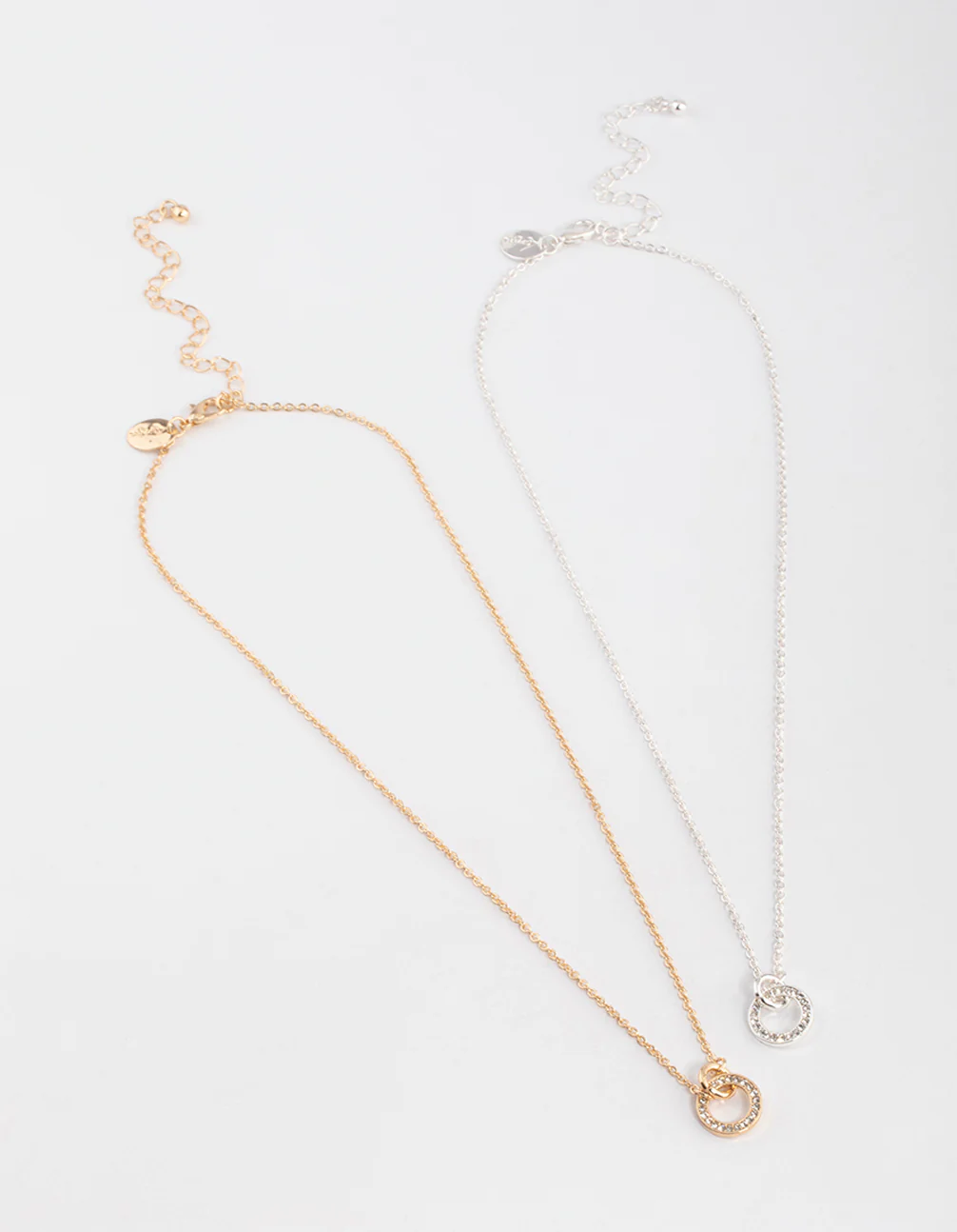 Mixed Metal Diamante Link Circle Necklace Pack - Image 2
