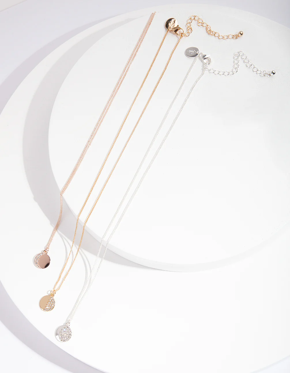 Mixed Metal Moon Phase Necklace Set - Image 2