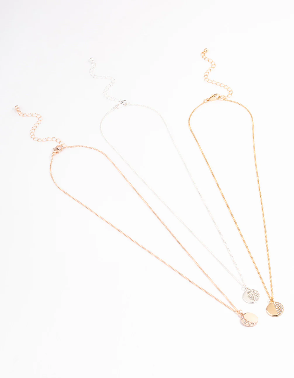 Mixed Metal Moon Phase Necklace Set - Image 3