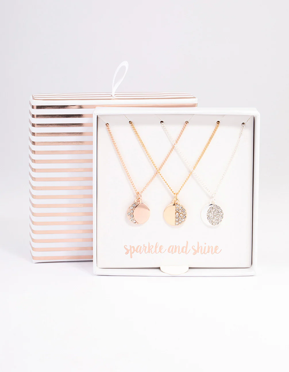 Mixed Metal Moon Phase Necklace Set - Image 4
