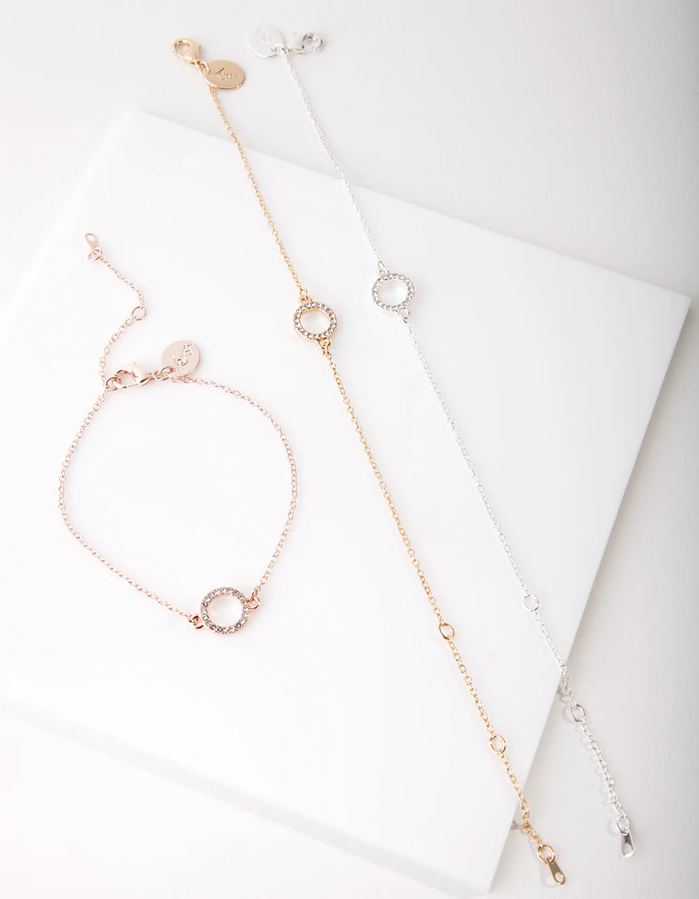 Mixed Metal Diamante Circle Bracelet Pack - Image 2