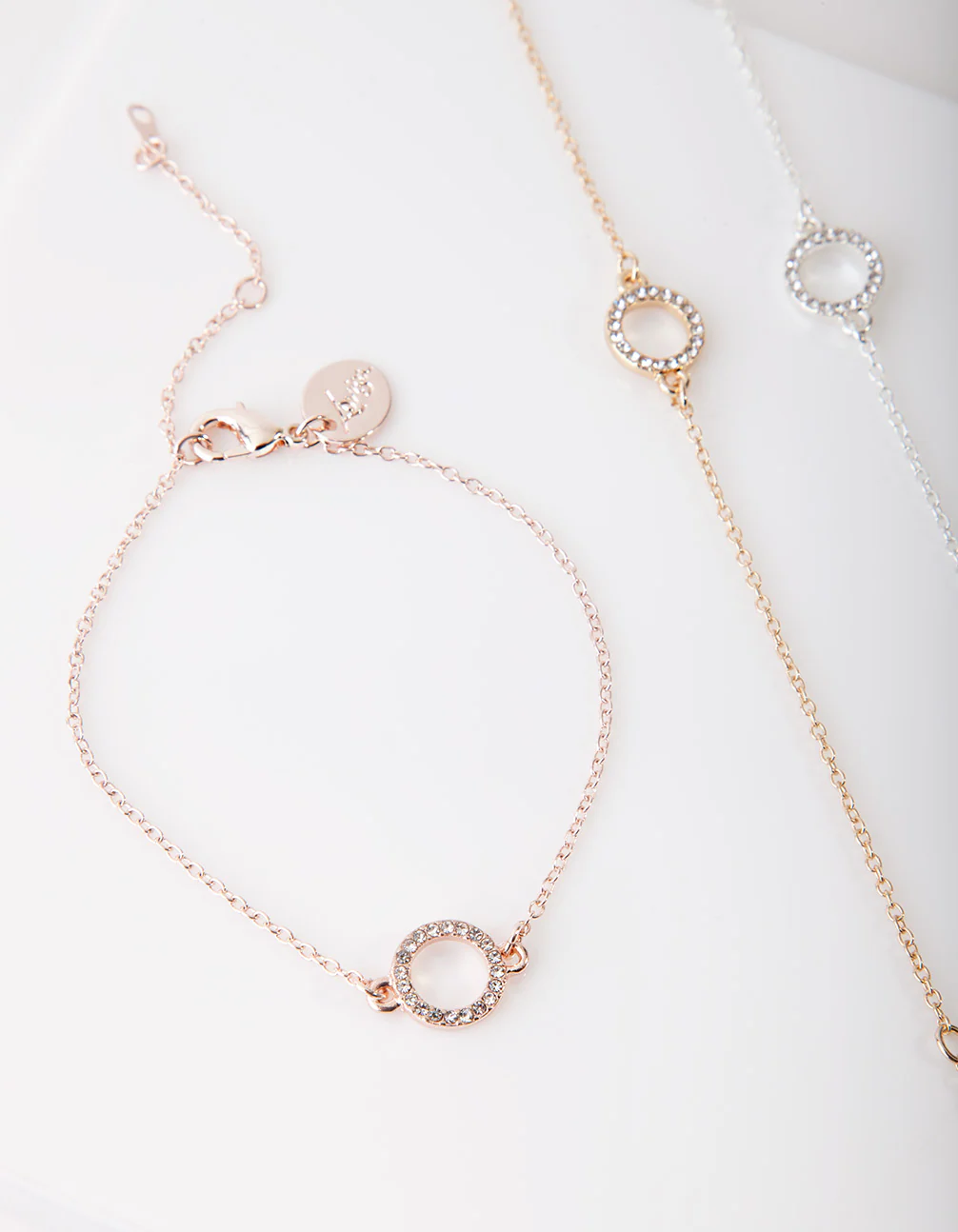 Mixed Metal Diamante Circle Bracelet Pack - Image 3