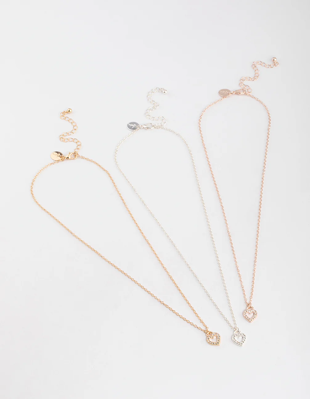 Mixed Metal Diamante Open Heart Necklace Pack - Image 2
