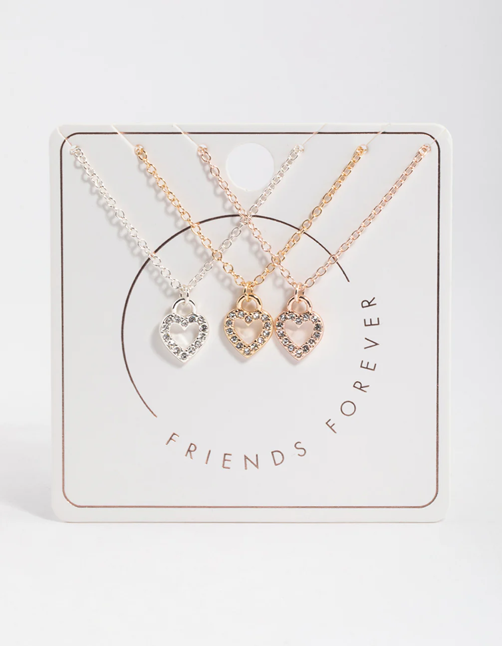 Mixed Metal Diamante Open Heart Necklace Pack - Image 4