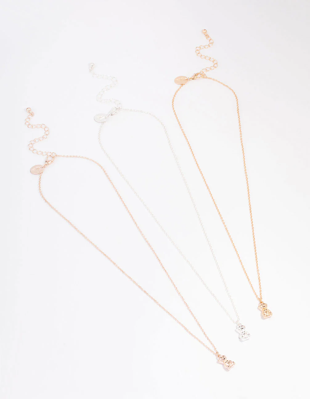 Mixed Metal Mini Teddy Necklace 3-Pack - Image 2