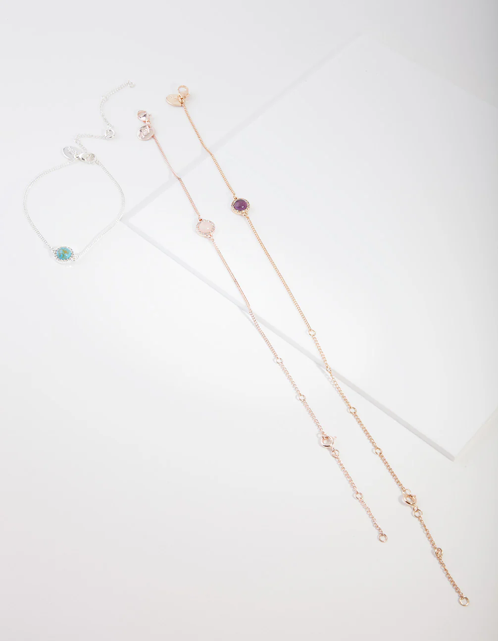 Mixed Metal Diamante Semi Precious Bracelet Pack - Image 2