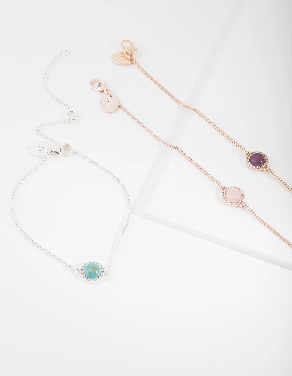 Mixed Metal Diamante Semi Precious Bracelet Pack - Image 3