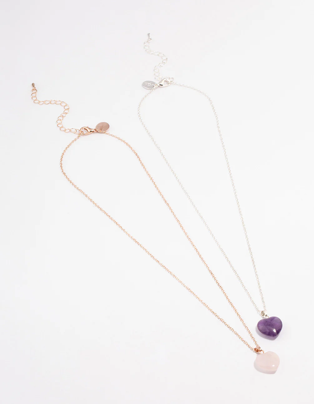 Mixed Metal Semi-Precious Heart Necklace Set - Image 3