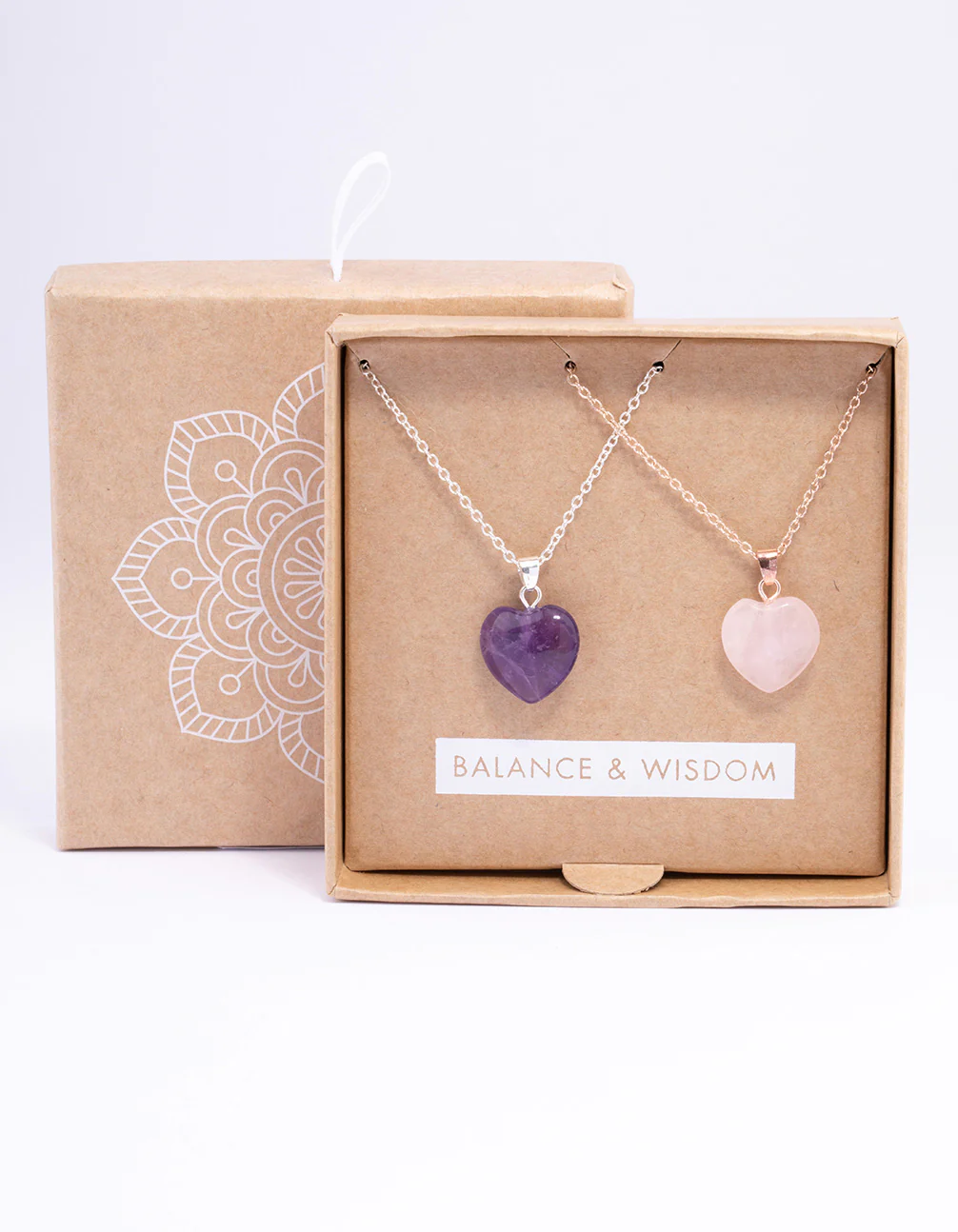 Mixed Metal Semi-Precious Heart Necklace Set - Image 4