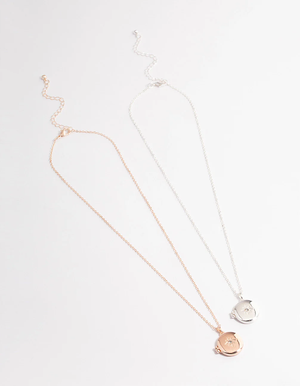Mixed Metal Star Diamante Locket Necklace Pack - Image 2