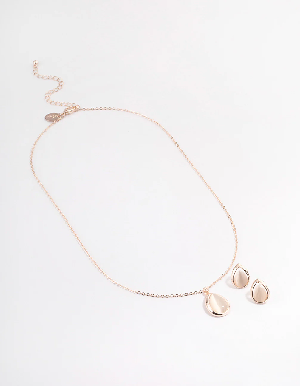 Rose Gold Cateye Pear Jewellery Set - Image 2