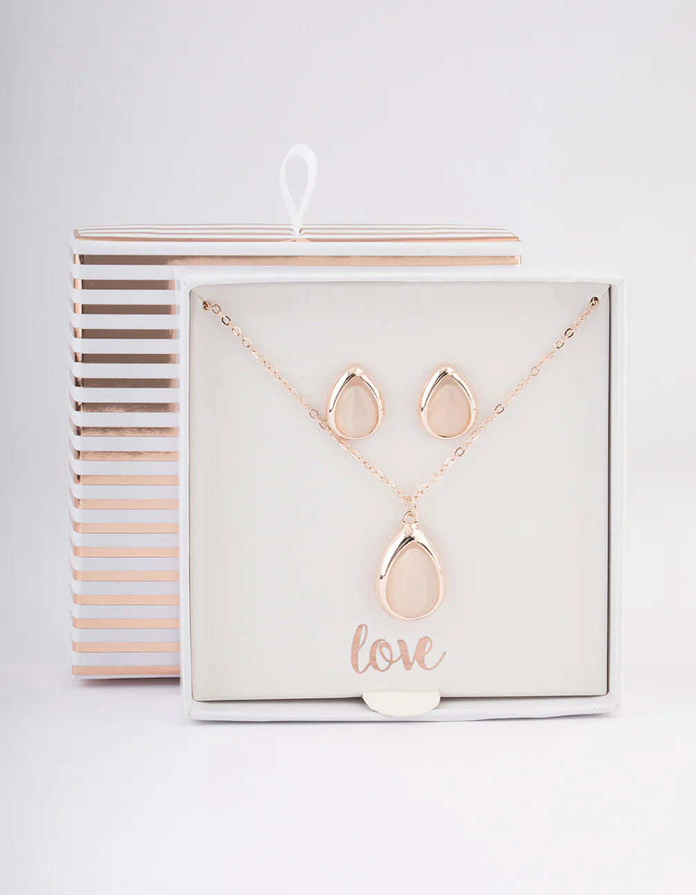 Rose Gold Cateye Pear Jewellery Set - Image 3
