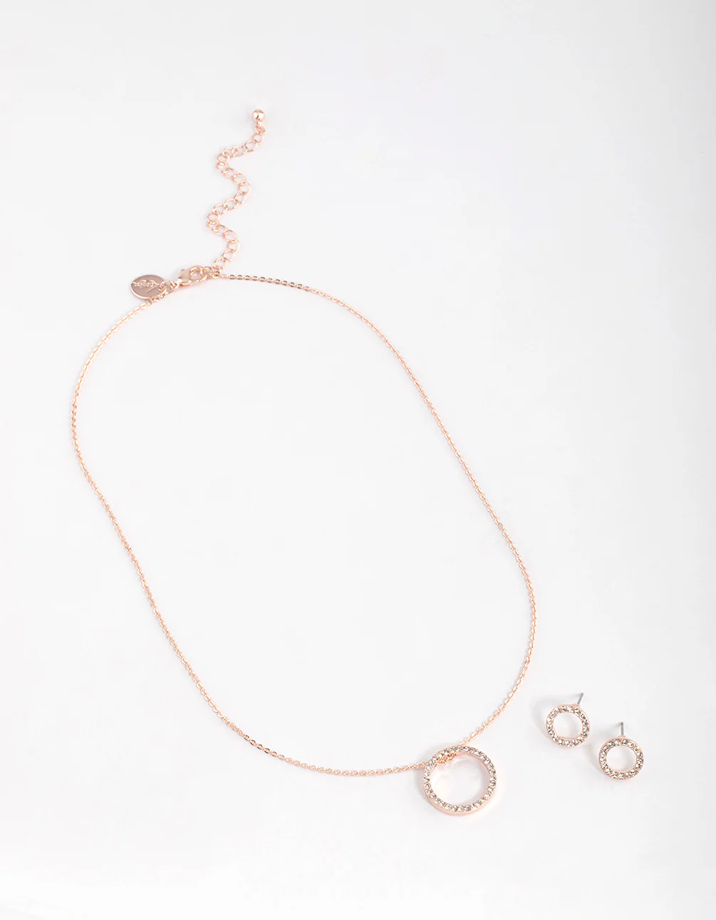 Rose Gold Diamante Open Circle Jewellery Set - Image 2