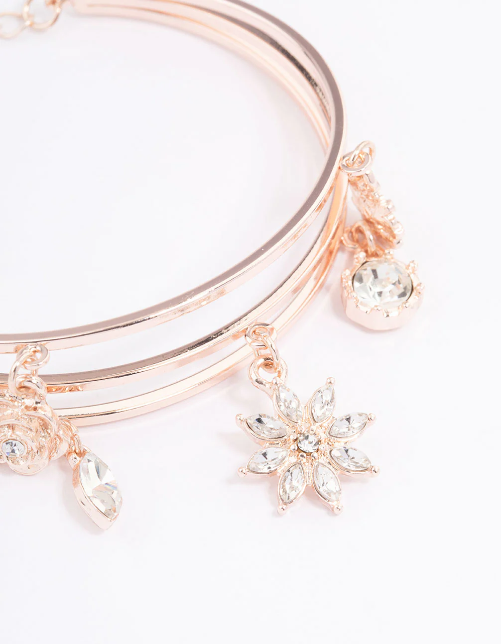 Rose Gold Floral Charm Wrist Cuff - Image 2