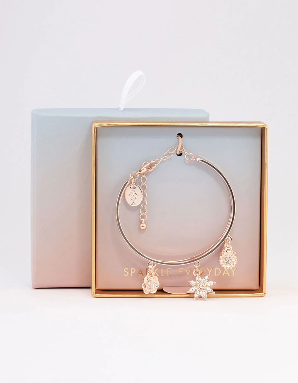 Rose Gold Floral Charm Wrist Cuff - Image 3