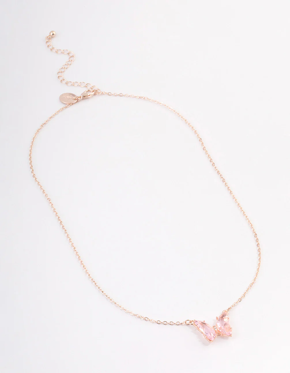 Rose Gold Pink Butterfly Pendant Necklace - Image 2