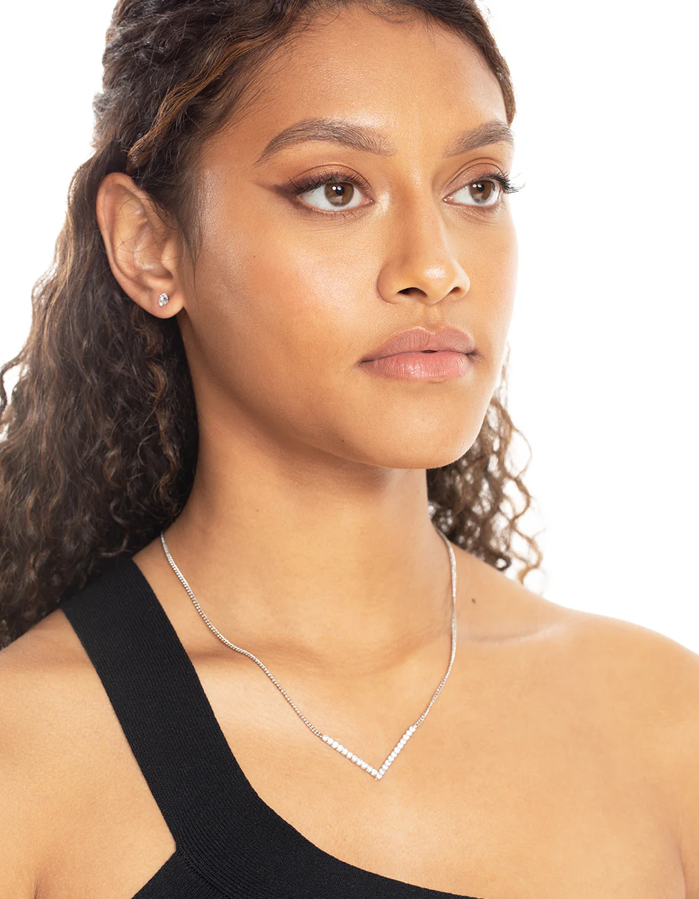 Silver Cubic Zirconia Necklace & Stud Earrings - Image 2