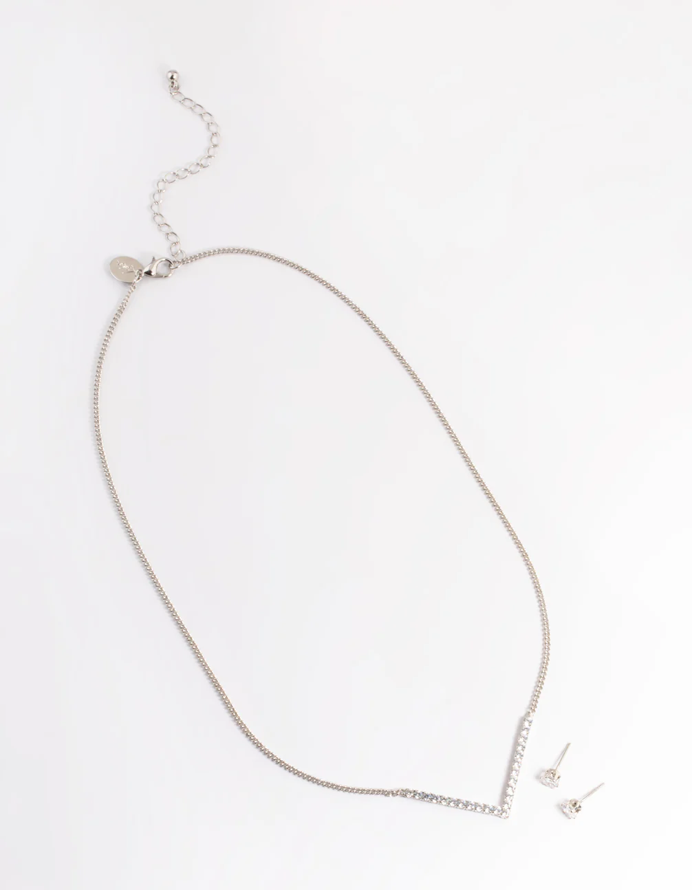 Silver Cubic Zirconia Necklace & Stud Earrings - Image 4