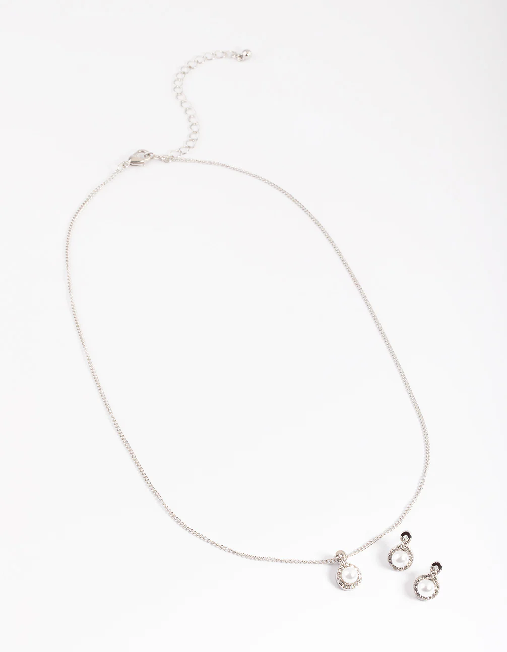 Silver Diamante Pearl Swirl Necklace & Stud Earrings - Image 3