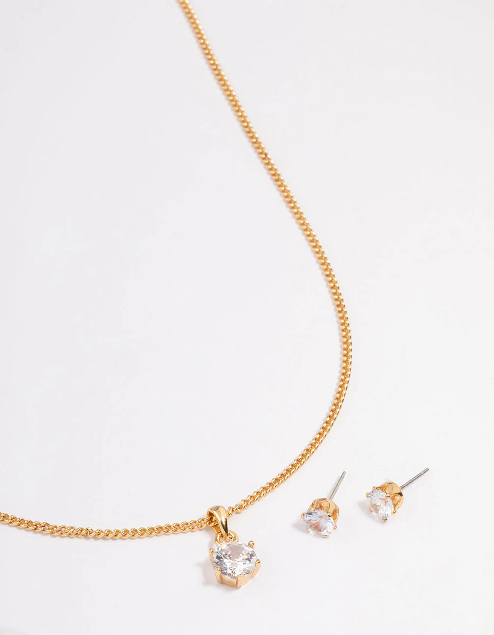Gold Cubic Zirconia Solitaire Jewellery Set