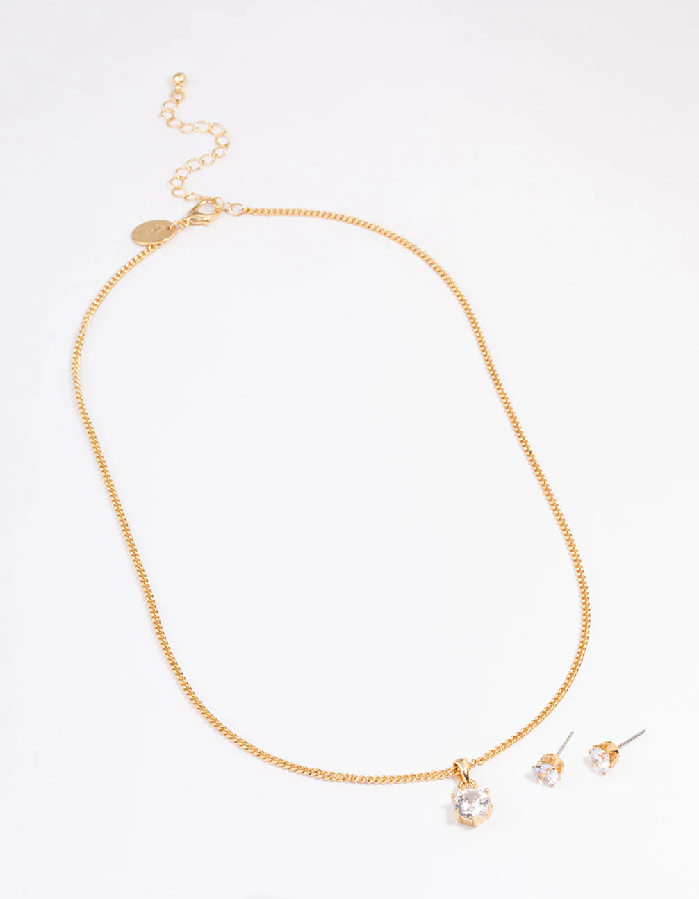 Gold Cubic Zirconia Solitaire Jewellery Set - Image 2