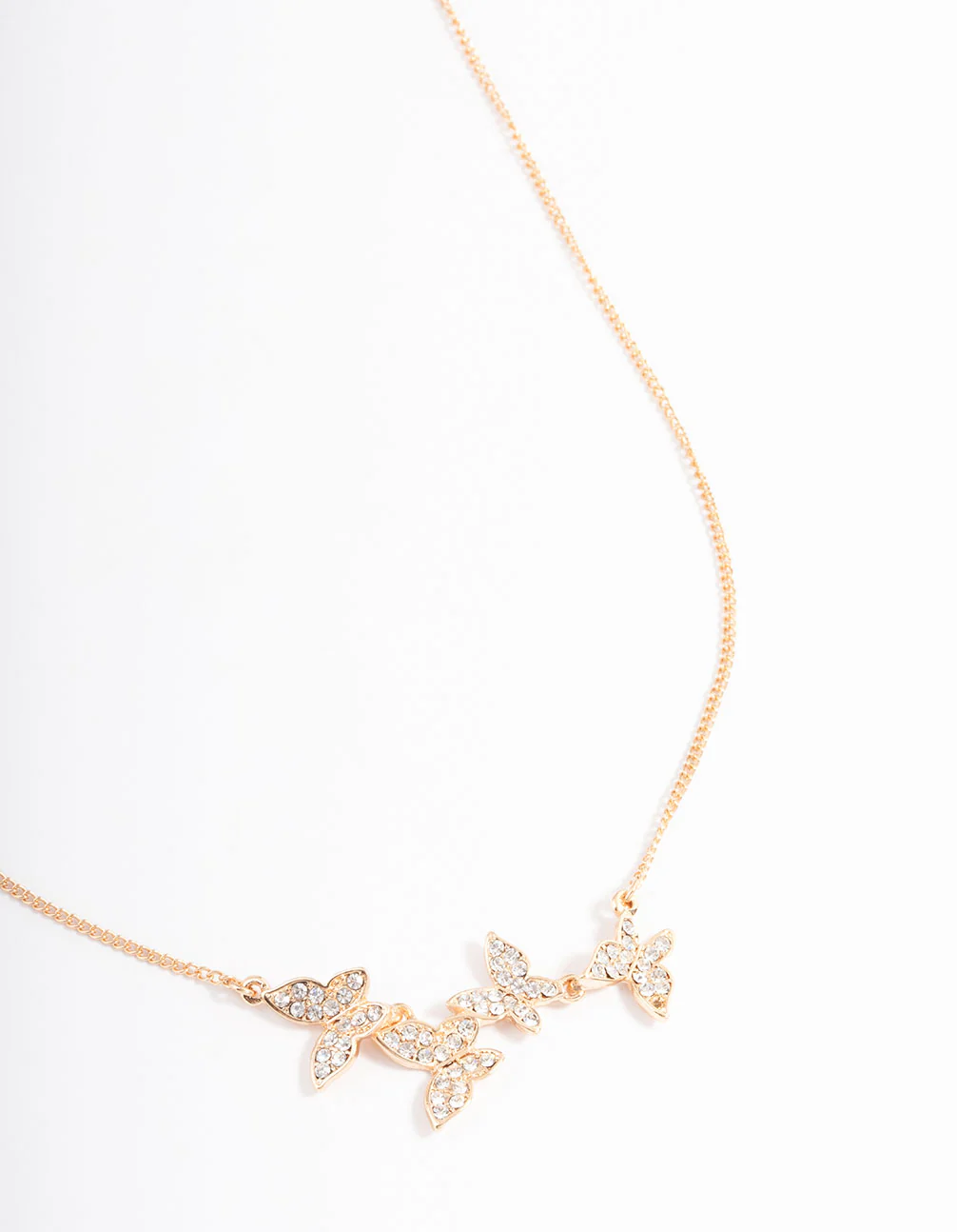 Gold Diamante Butterfly Necklace - Image 2