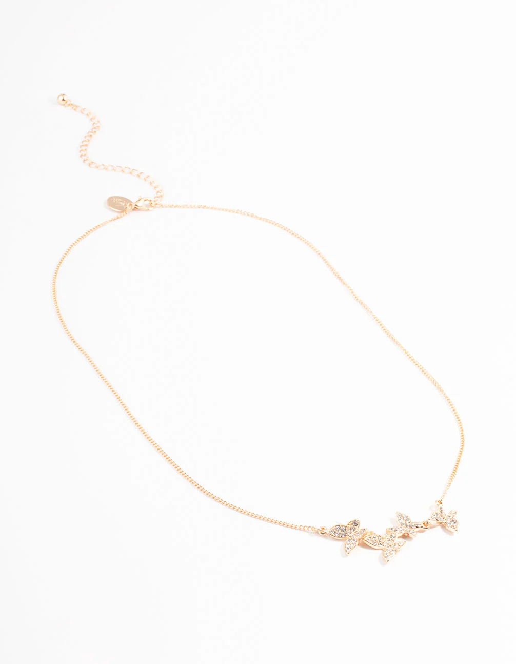 Gold Diamante Butterfly Necklace - Image 3