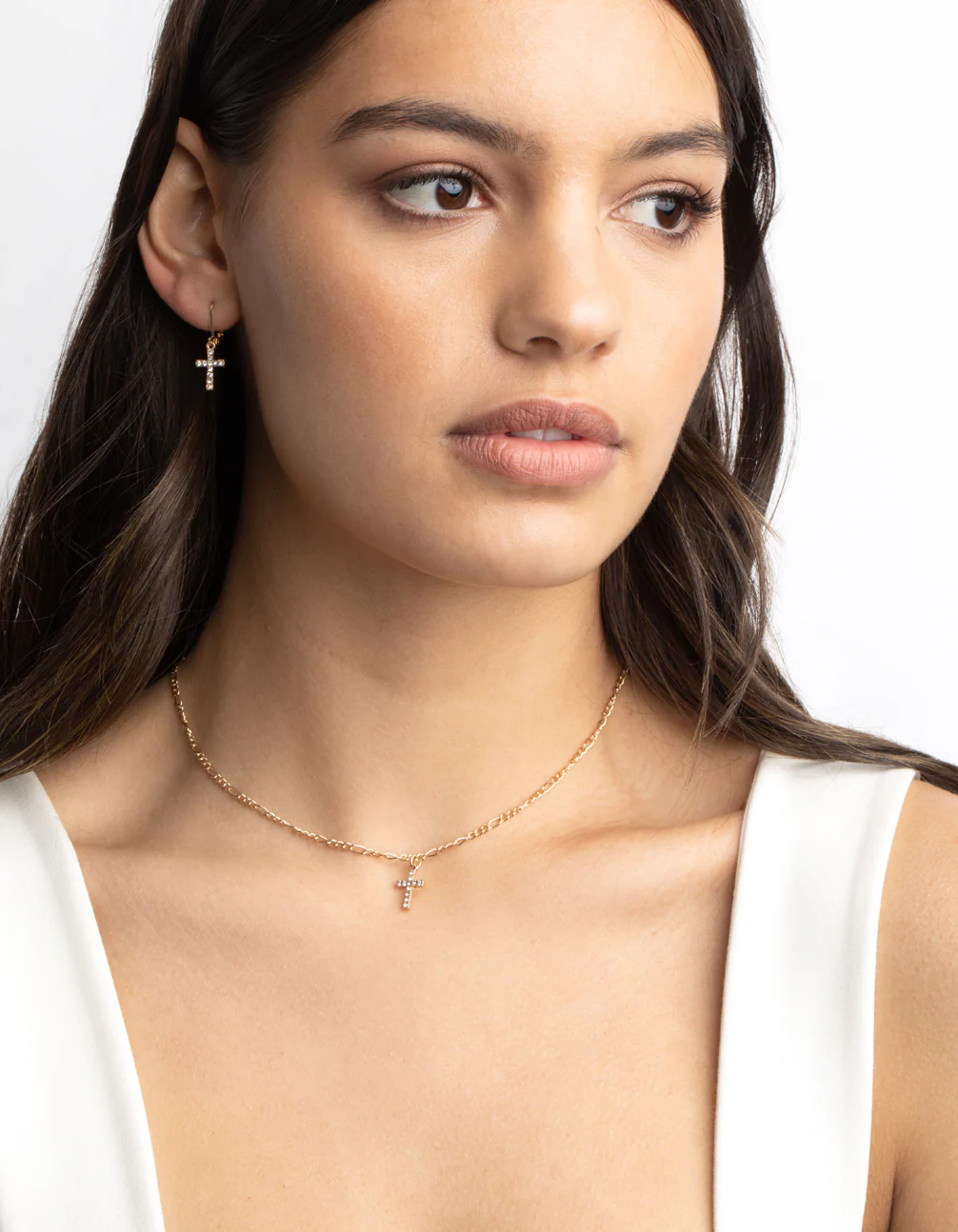 Gold Diamond Cross Earrings & Necklaces Giftbox - Image 6