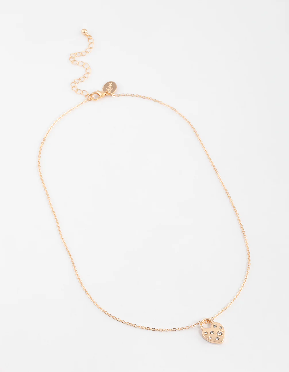 Gold Diamante Heart Locket Pendant Necklace - Image 2