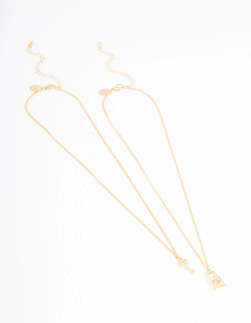 Gold Diamante Lock & Key Necklace Pack - Image 3