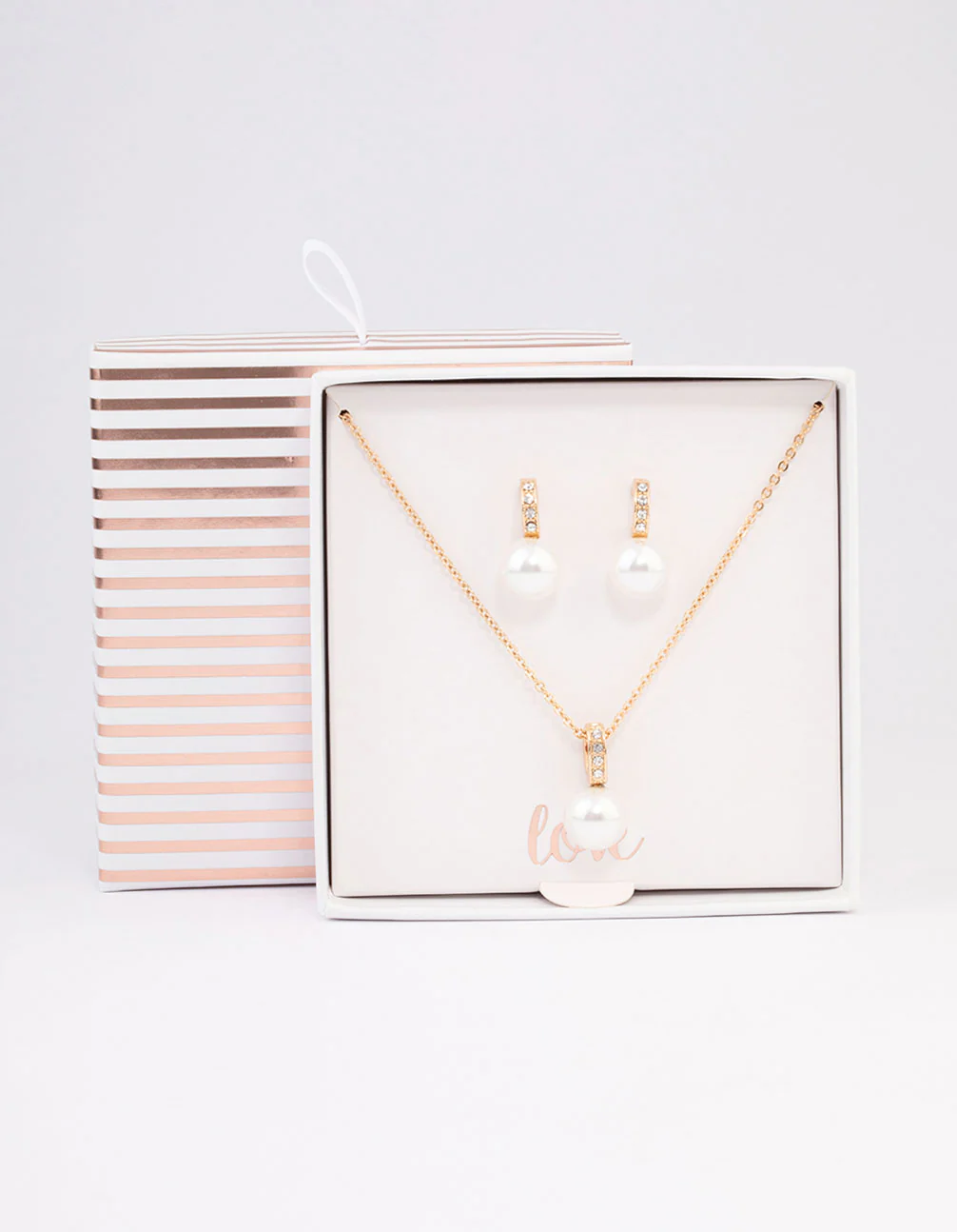Gold Diamante Pearl Jewellery Set - Image 3