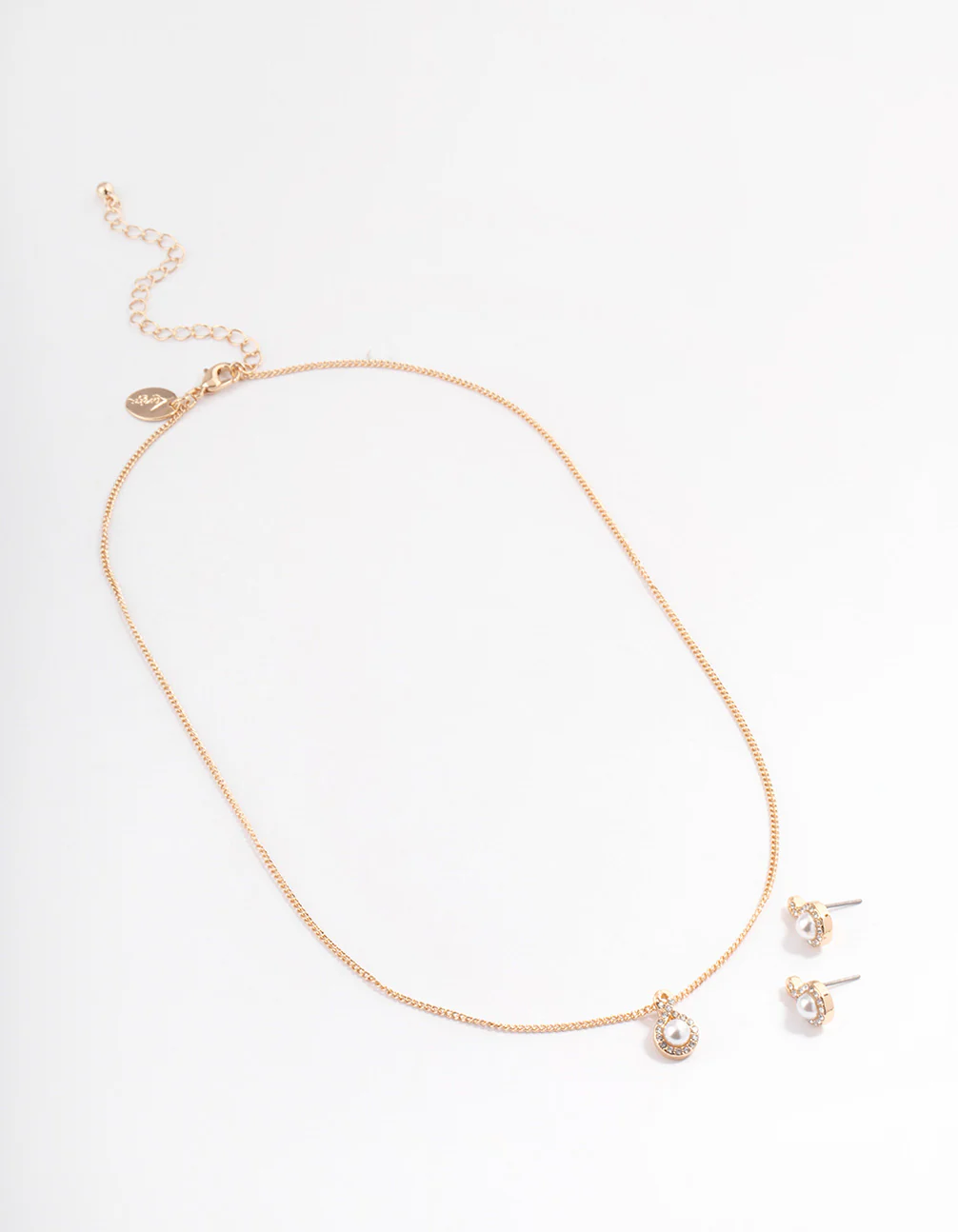 Gold Diamante Pearl Swirl Jewellery Set - Image 2