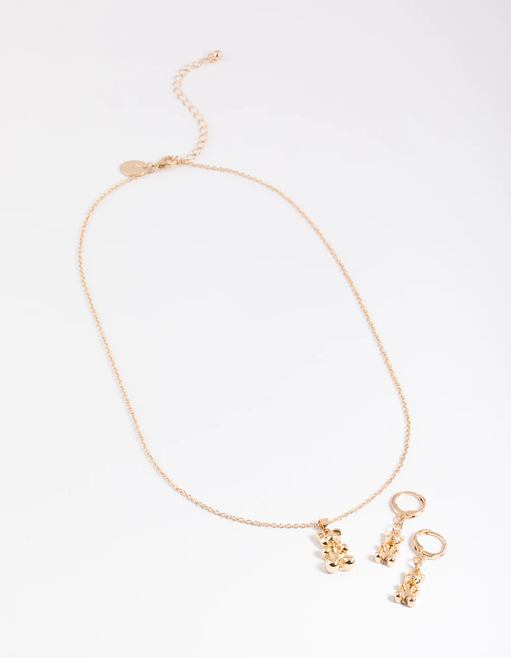 Gold Gummy Bear Necklace & Huggie Earrings - Image 3