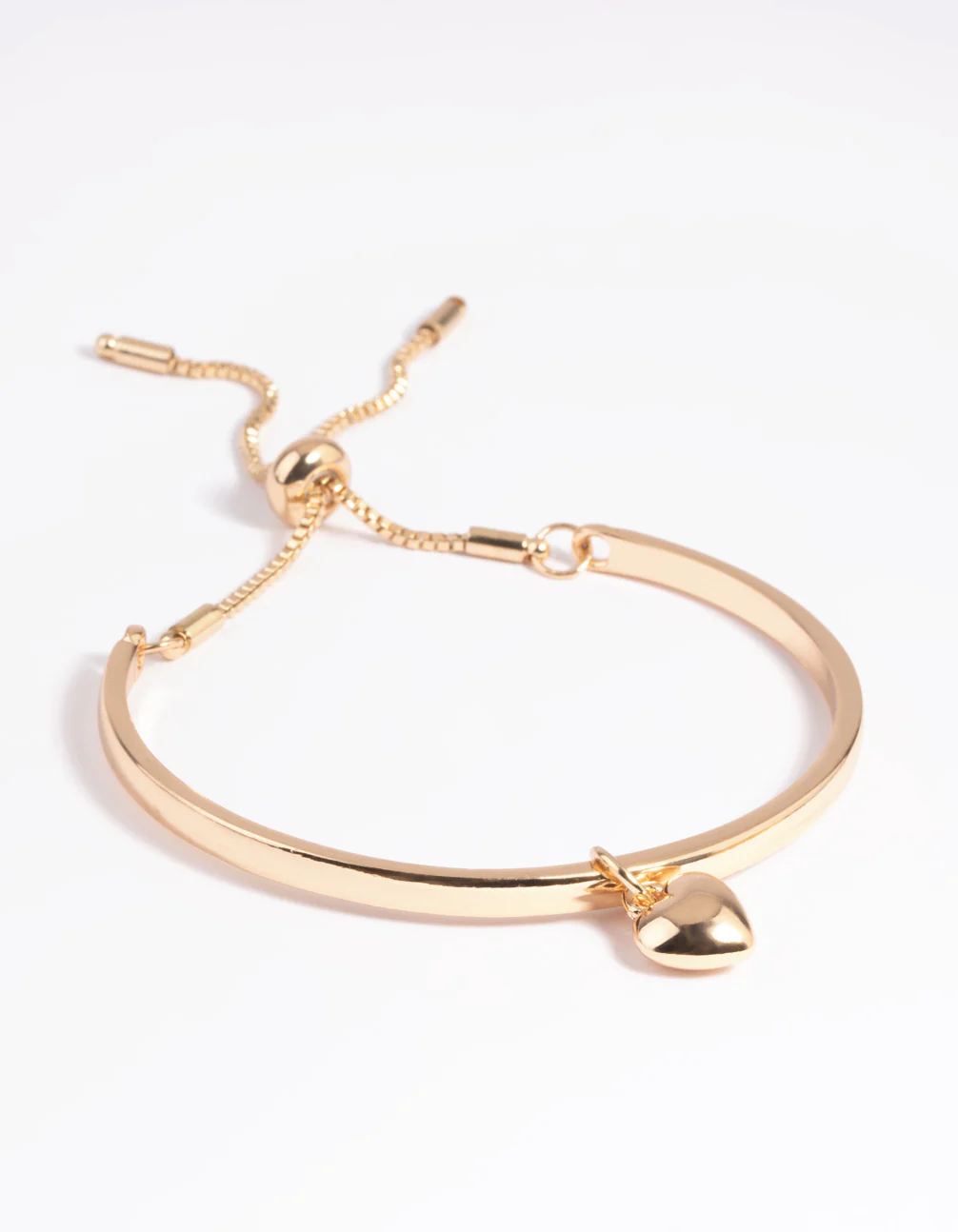 Gold Heart Bangle Bracelet with Toggle - Image 3