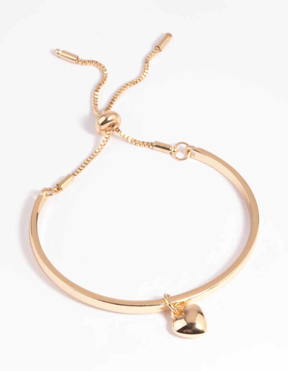 Gold Heart Bangle Bracelet with Toggle - Image 5
