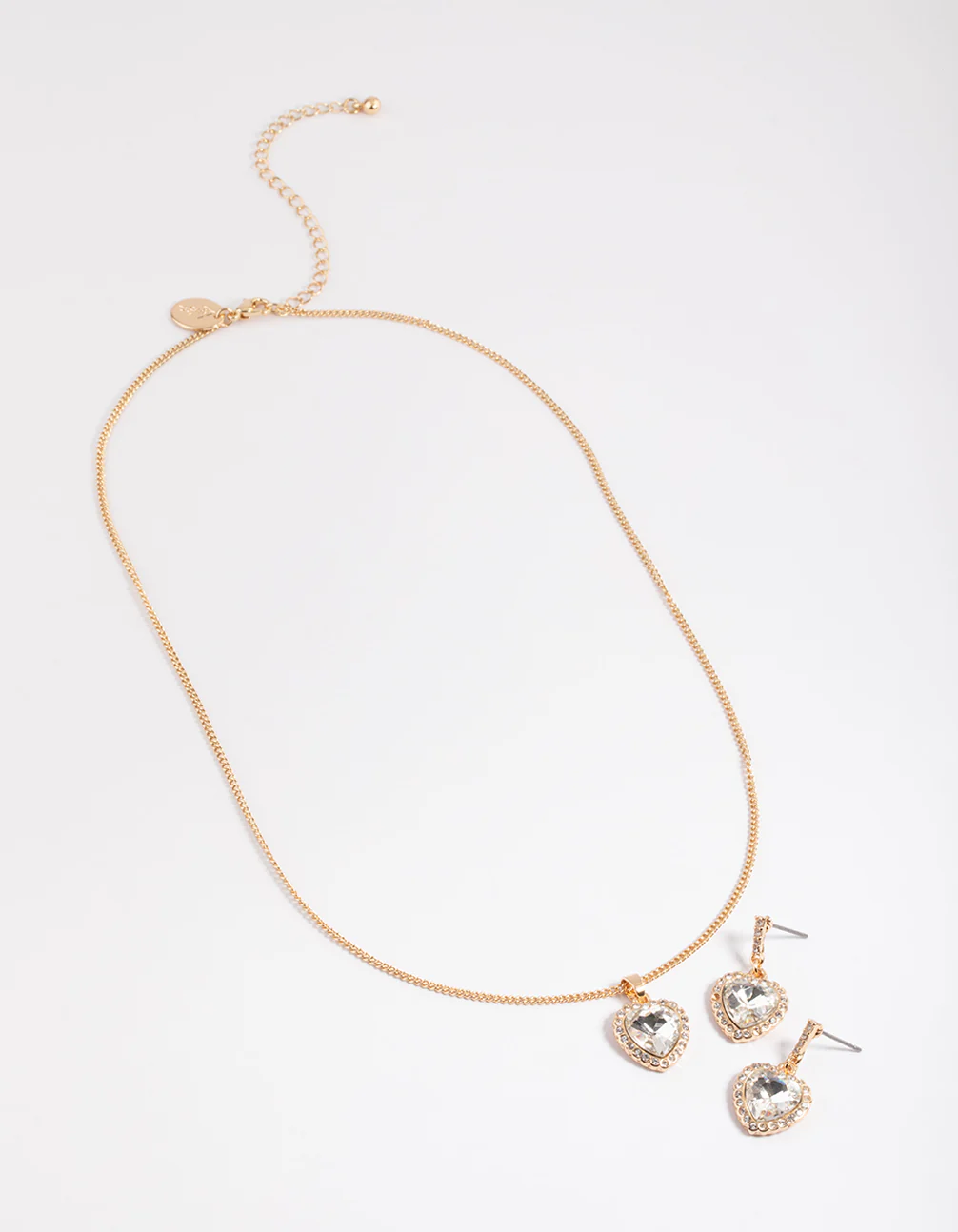 Gold Heart Halo Necklace & Drop Earrings - Image 3