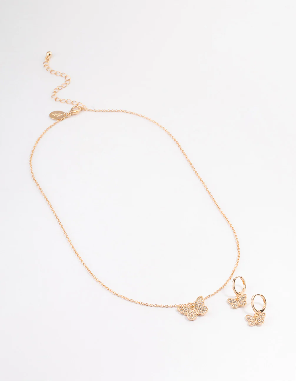 Gold Pave Butterfly Huggie Jewellery Set - Image 2