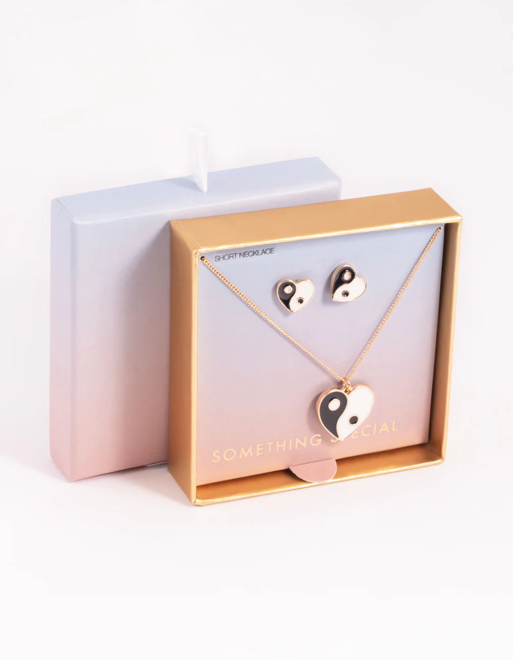 Black & White Yin Yang Necklace & Stud Earrings - Image 3
