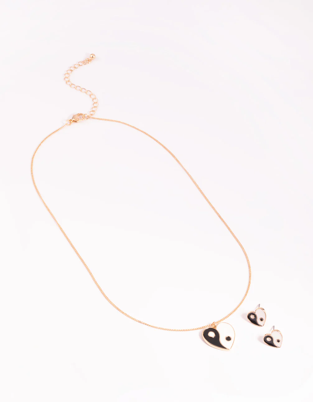 Black & White Yin Yang Necklace & Stud Earrings - Image 4