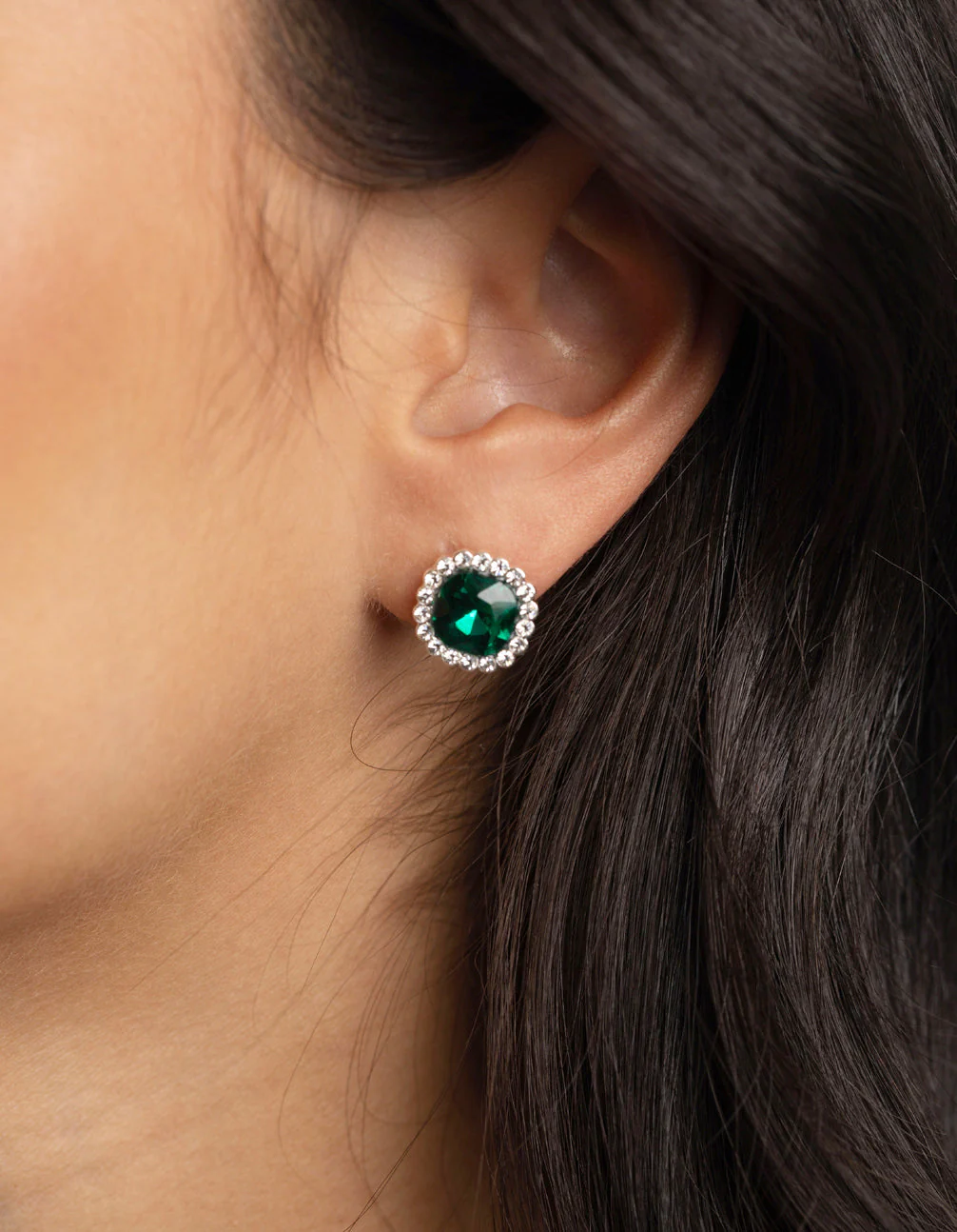 Green Cushion Halo Necklace & Earrings Set - Image 3