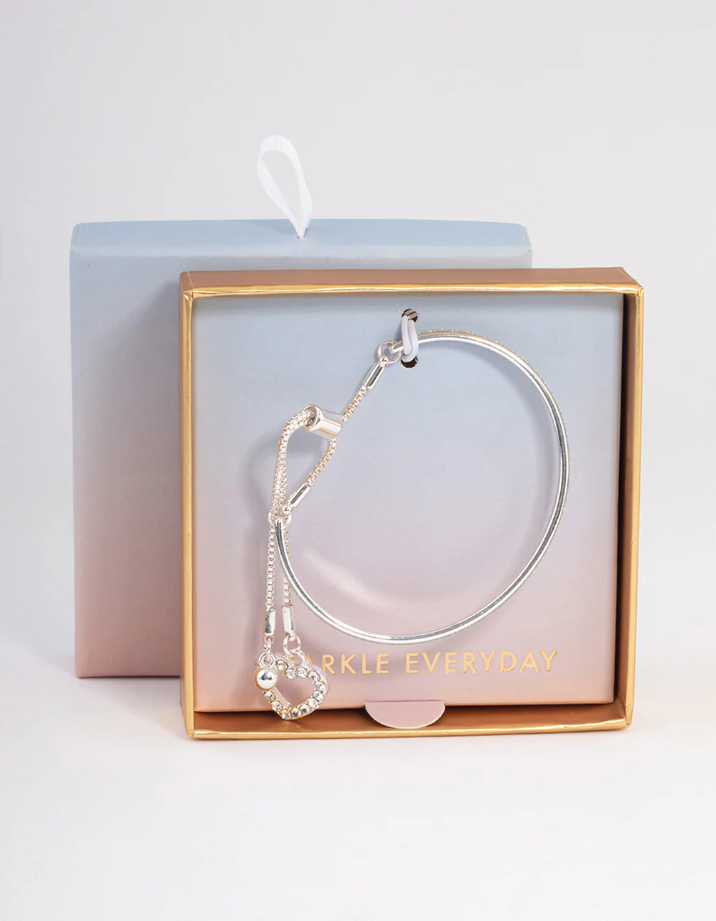 Silver Glitter Bangle Toggle Bracelet - Image 3