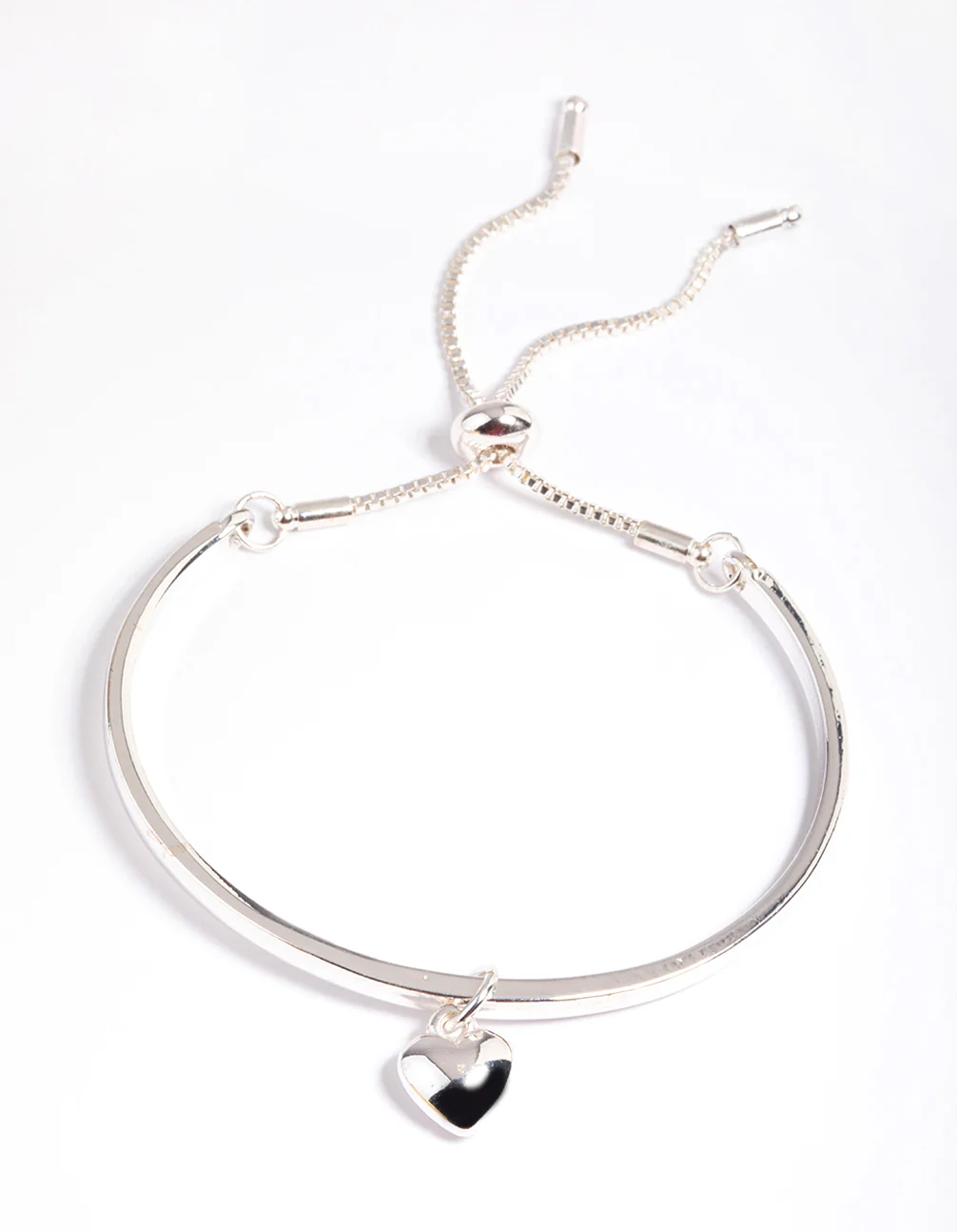 Silver Heart Bangle with Toggle Bracelet - Image 2