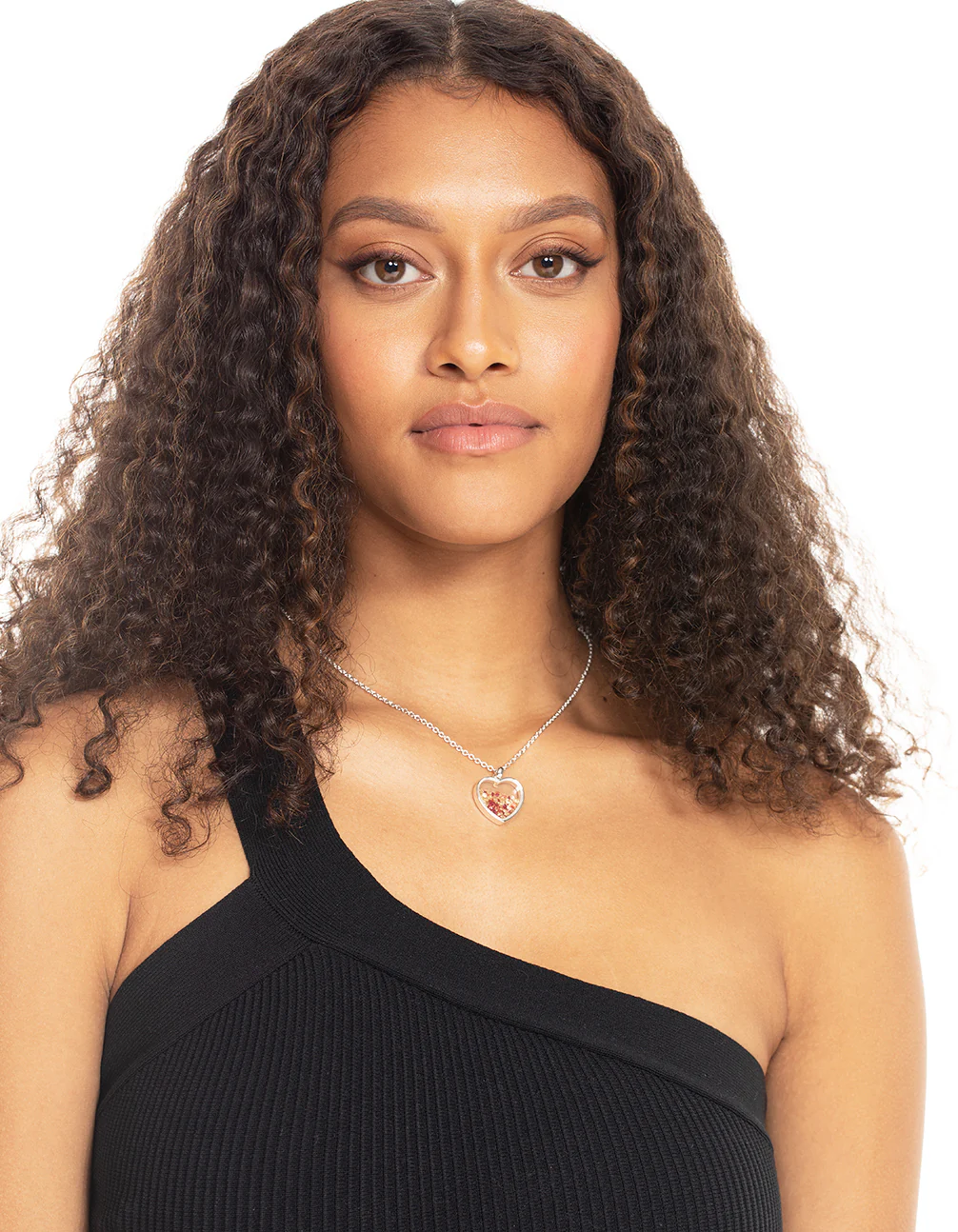 Silver Heart Diamante Shaker Necklace - Image 2