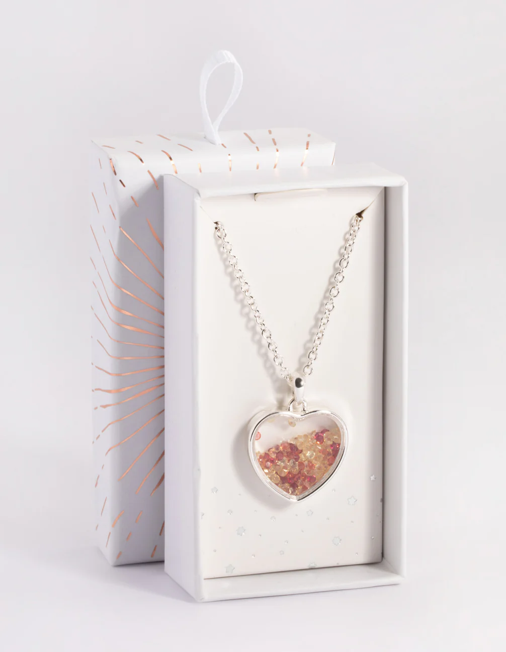 Silver Heart Diamante Shaker Necklace - Image 3