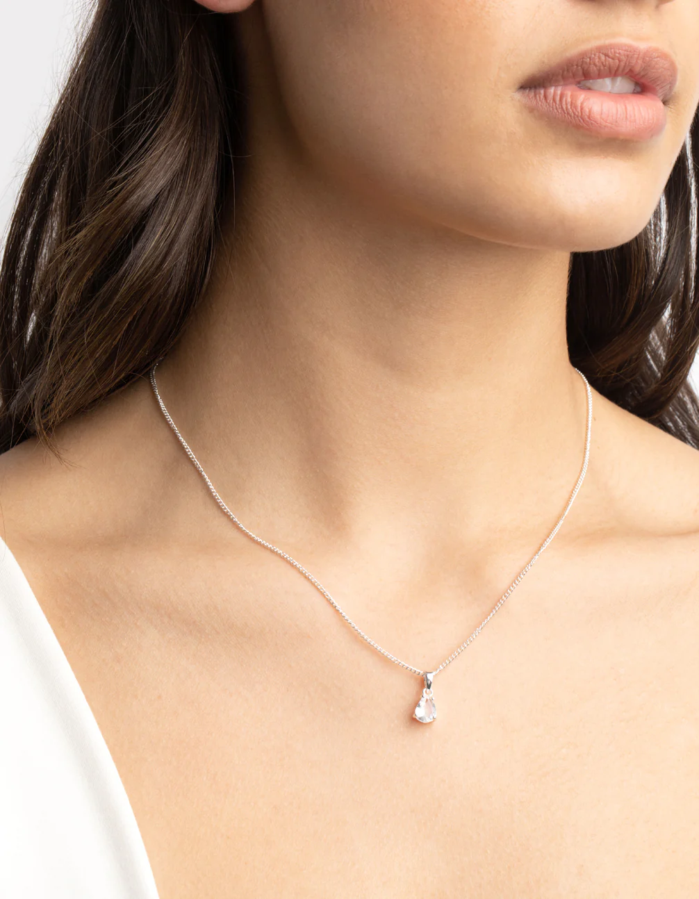 Silver Pear Solitaire Earrings & Necklace Giftbox - Image 2