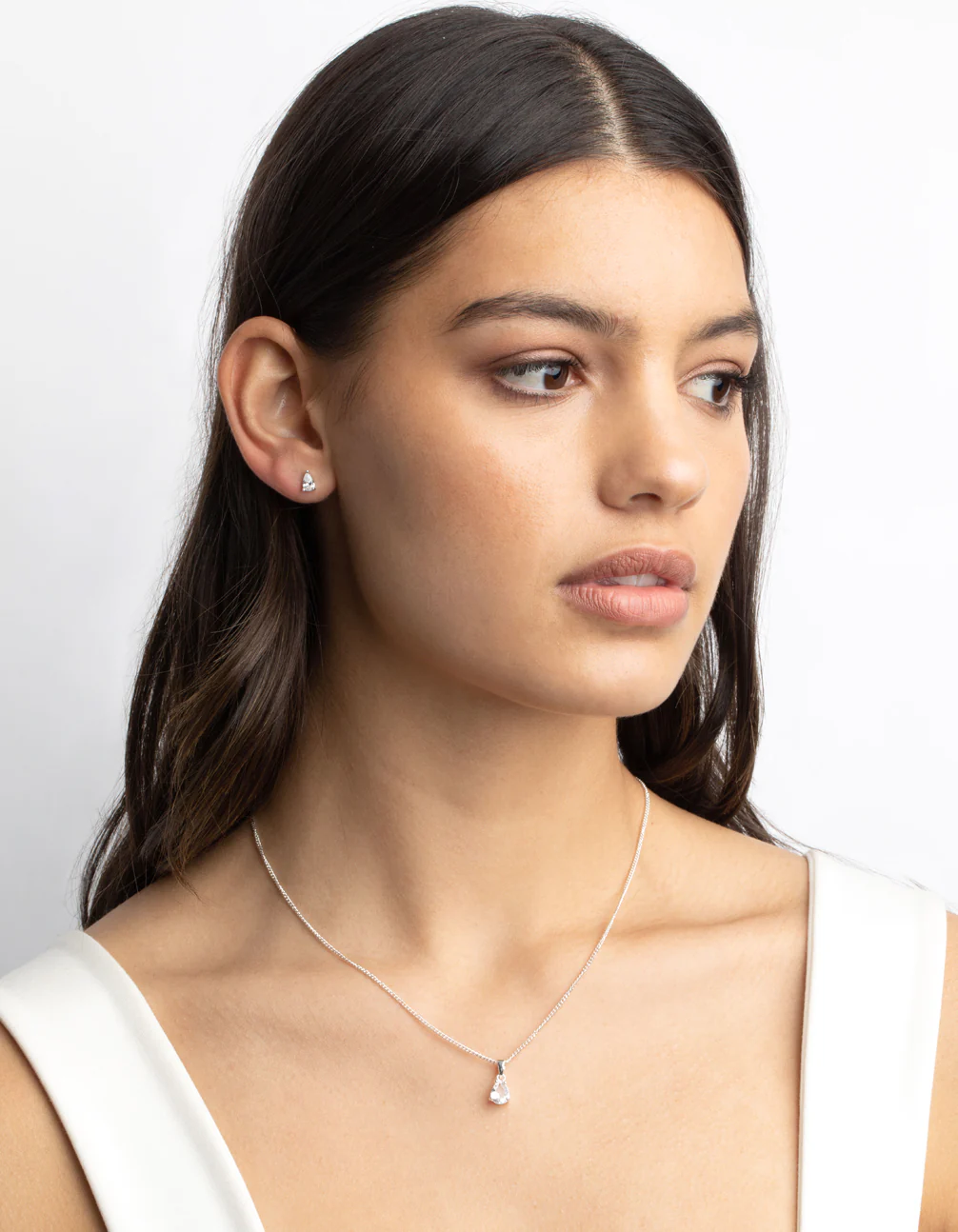 Silver Pear Solitaire Earrings & Necklace Giftbox - Image 5